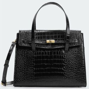 Mango black croc purse - New without Tags - Hermes Kelly dupe!